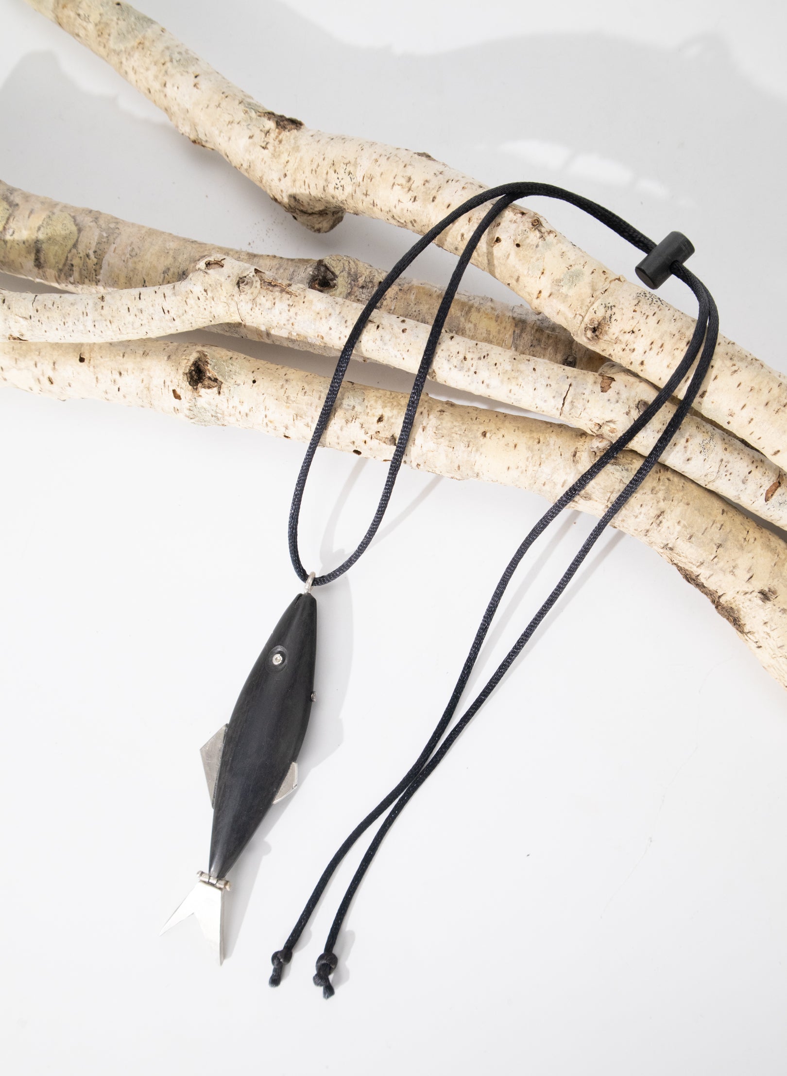 Full Herring Basalt Pendant with Sterling Silver