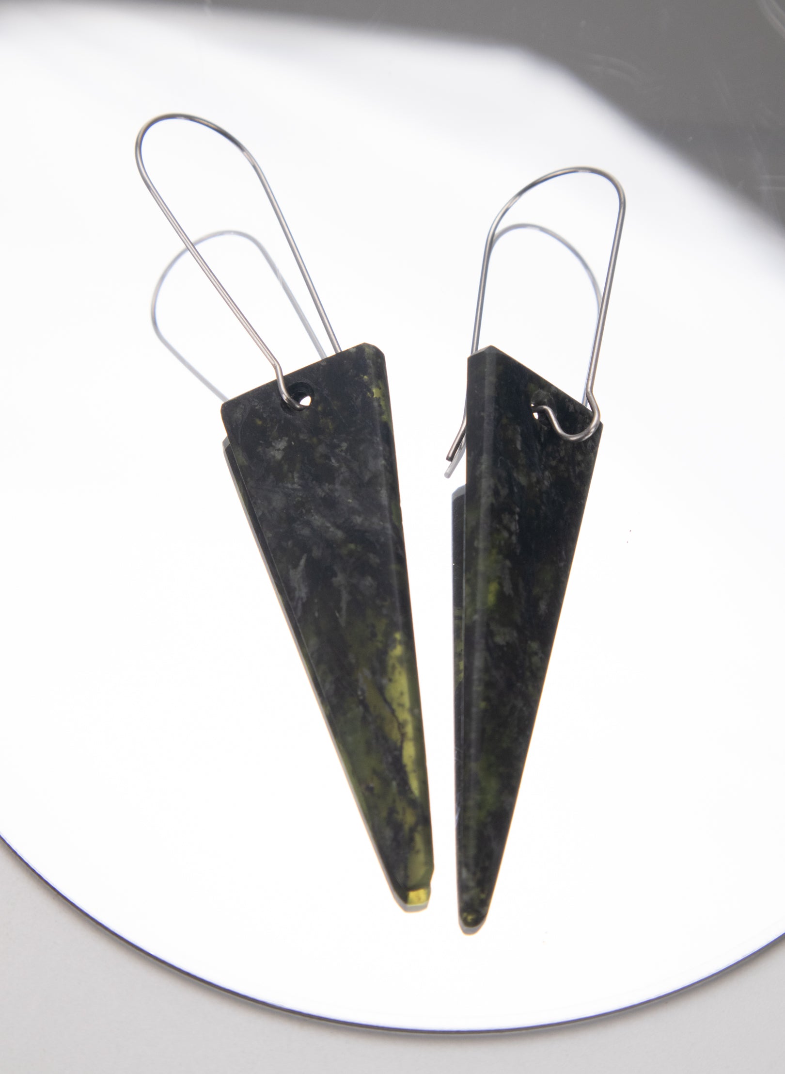 Pounamu Triangle Drop Earrings