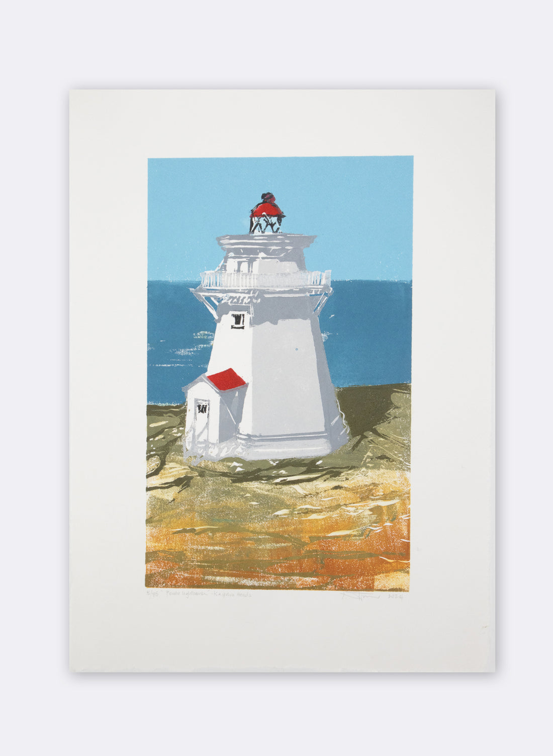 Pouto Lighthouse - Woodblock Print