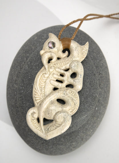 Carved Whalebone Manaia Necklace