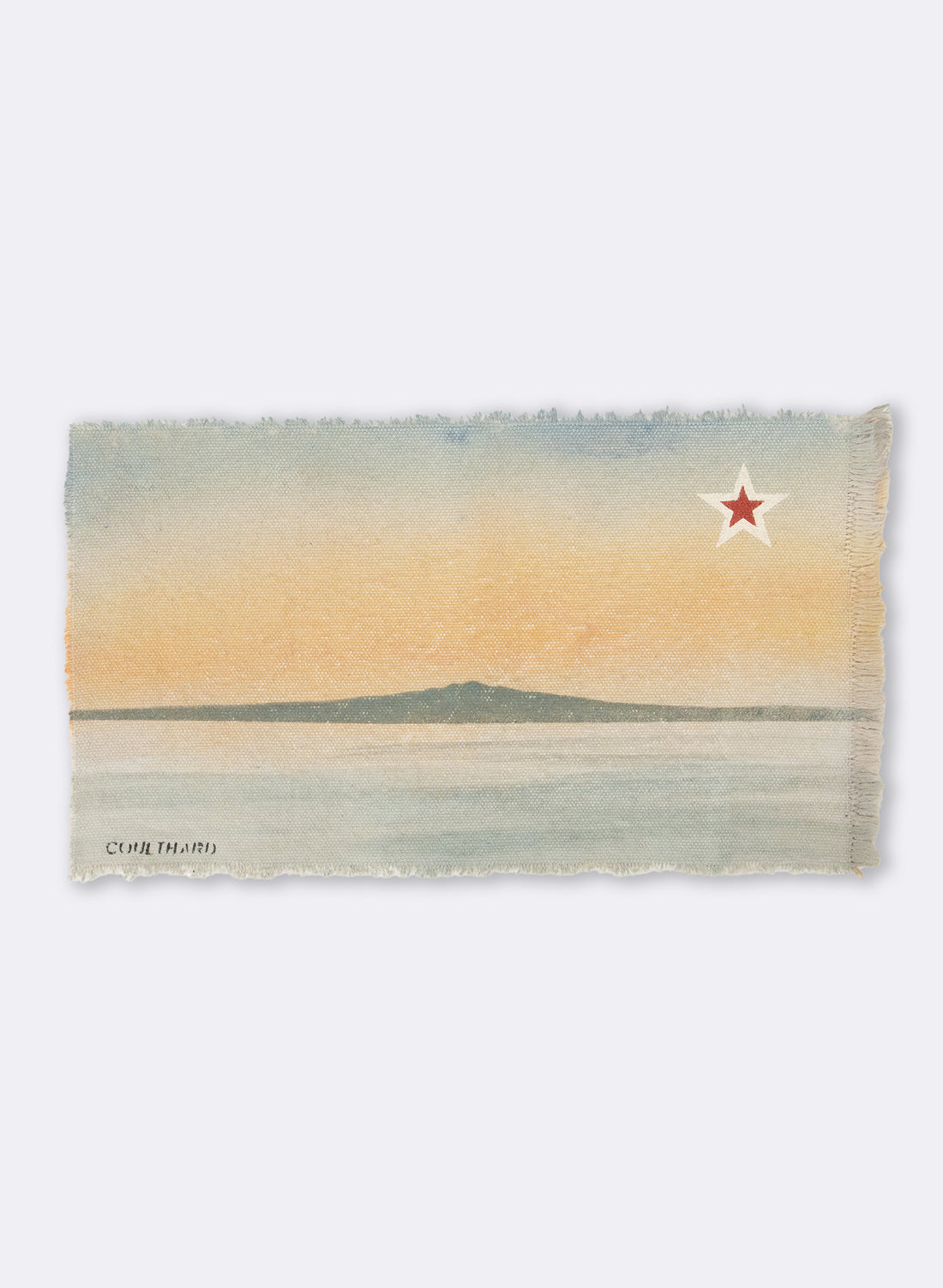 Rangitoto - Postcard Artwork - Orange &amp; Blues