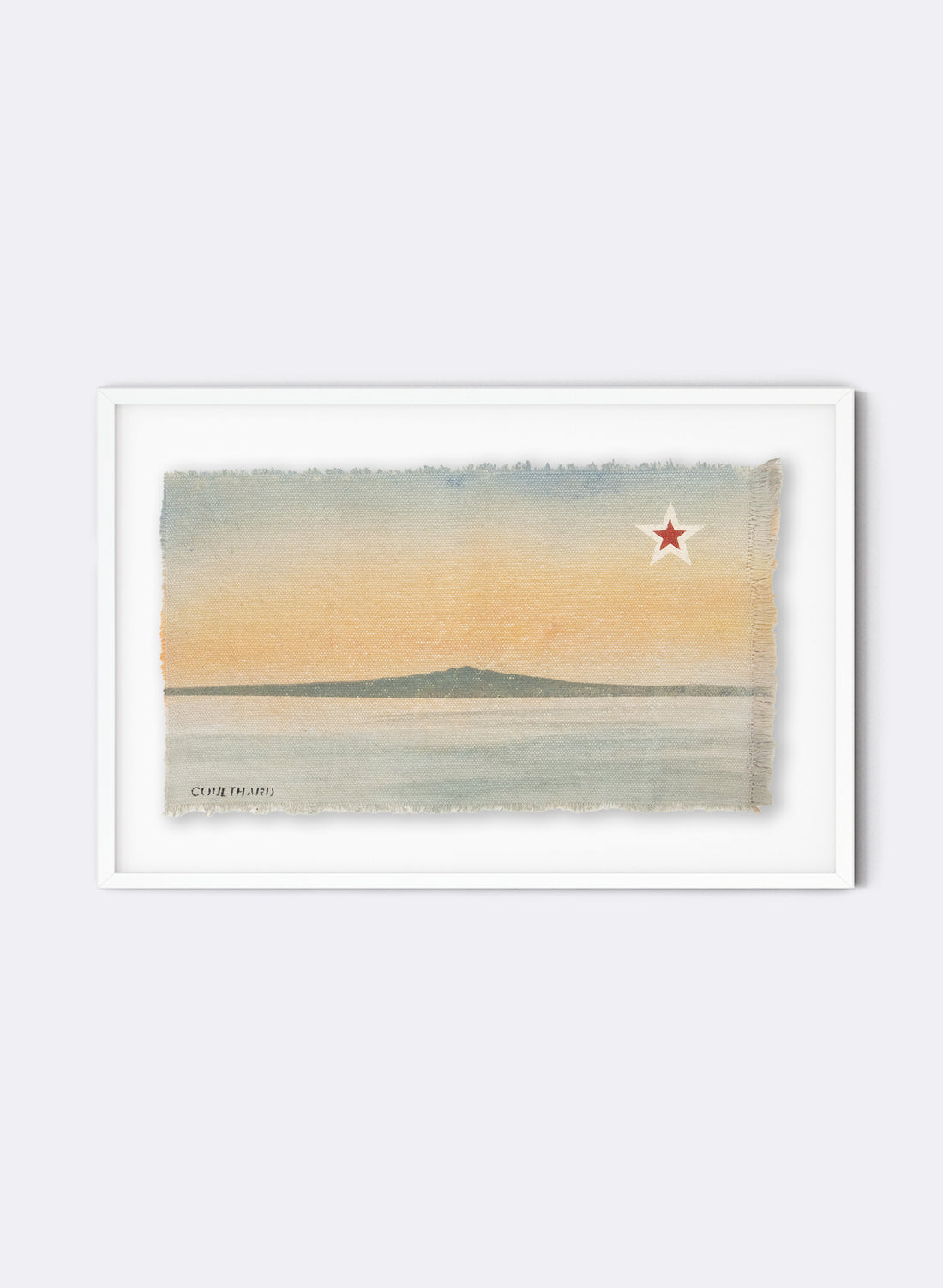 Rangitoto - Postcard Artwork - Orange &amp; Blues