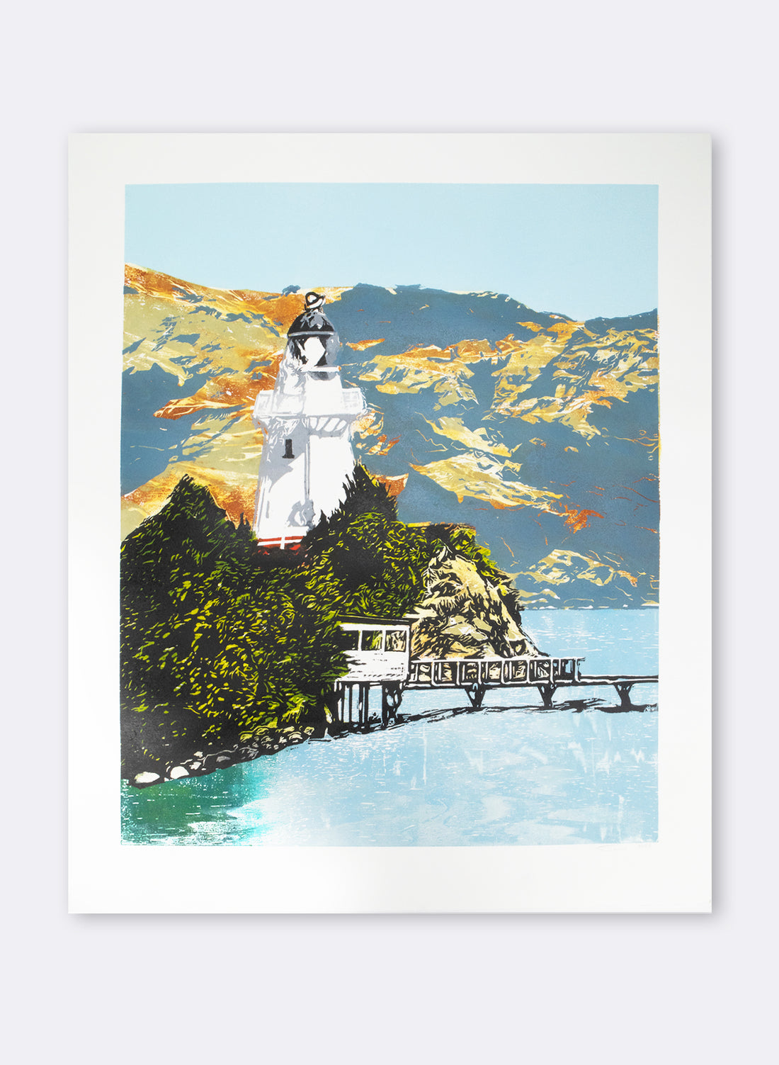 Akaroa Lighthouse - Woodblock Print