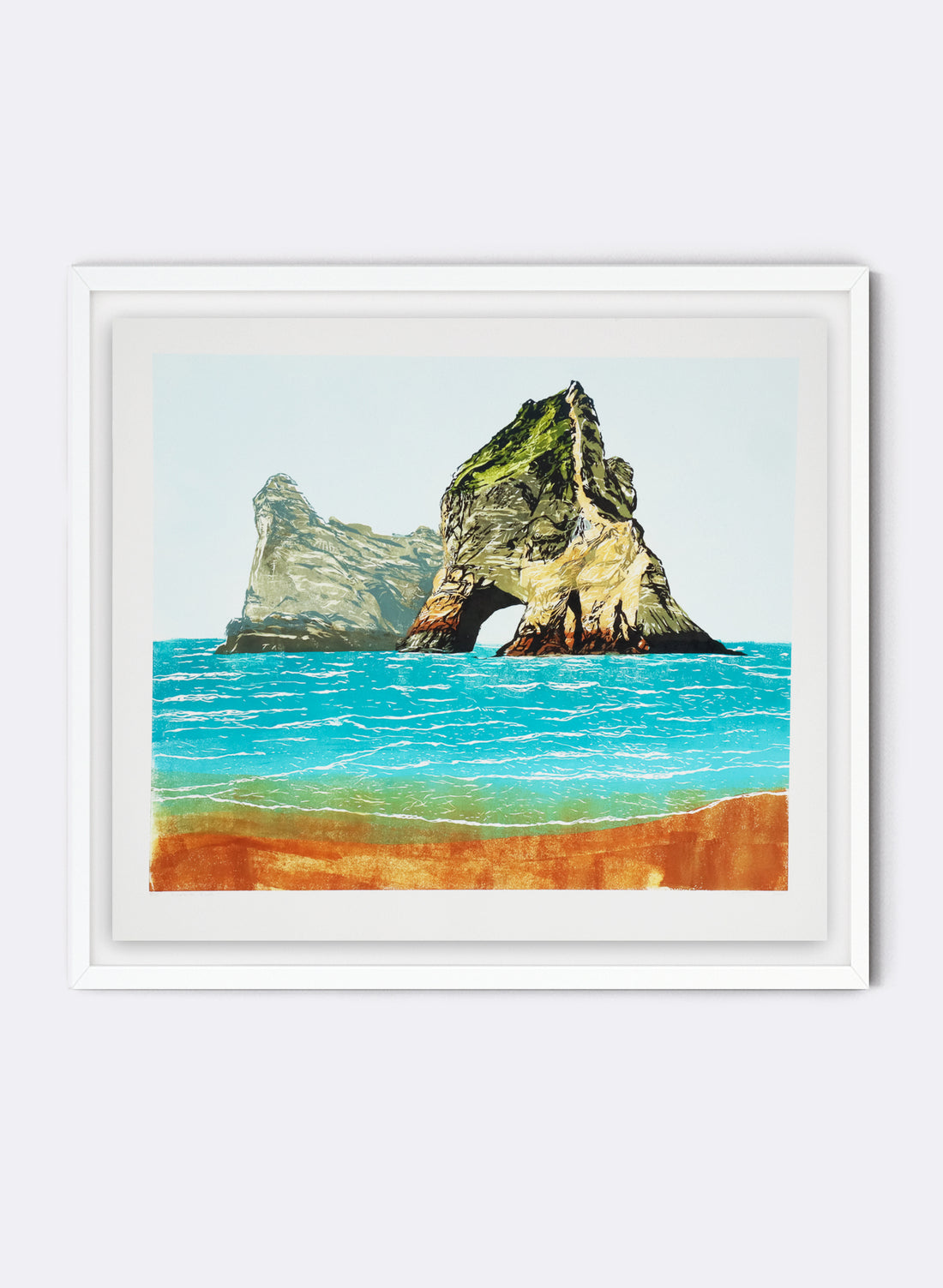 Wharariki Beach - Woodblock Print