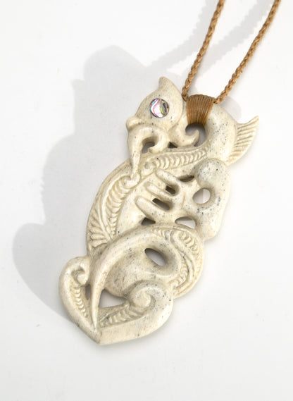 Carved Whalebone Manaia Necklace