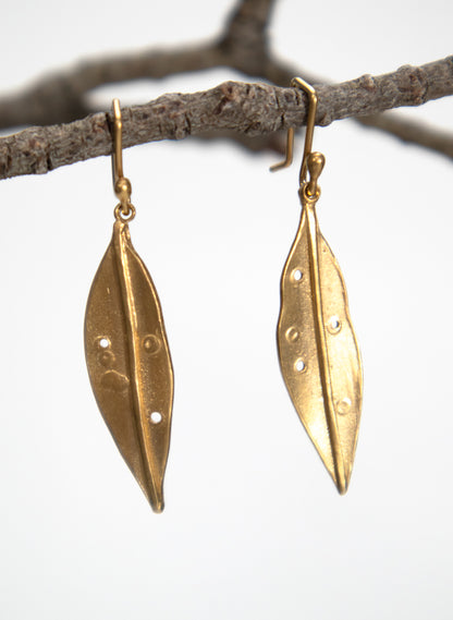 Pohutukawa Leaf Gold Vermeil Earrings