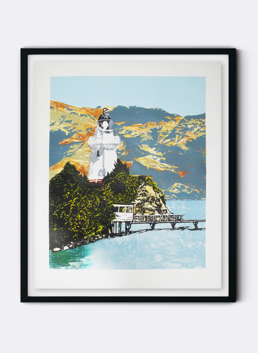 Akaroa Lighthouse - Woodblock Print