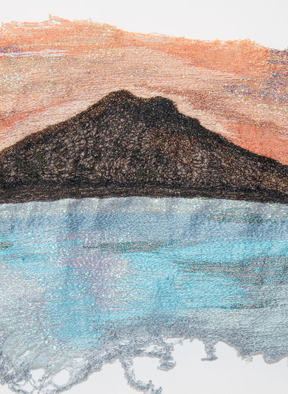 Rangitoto Island at Sunrise -  Sculptural Embroidery