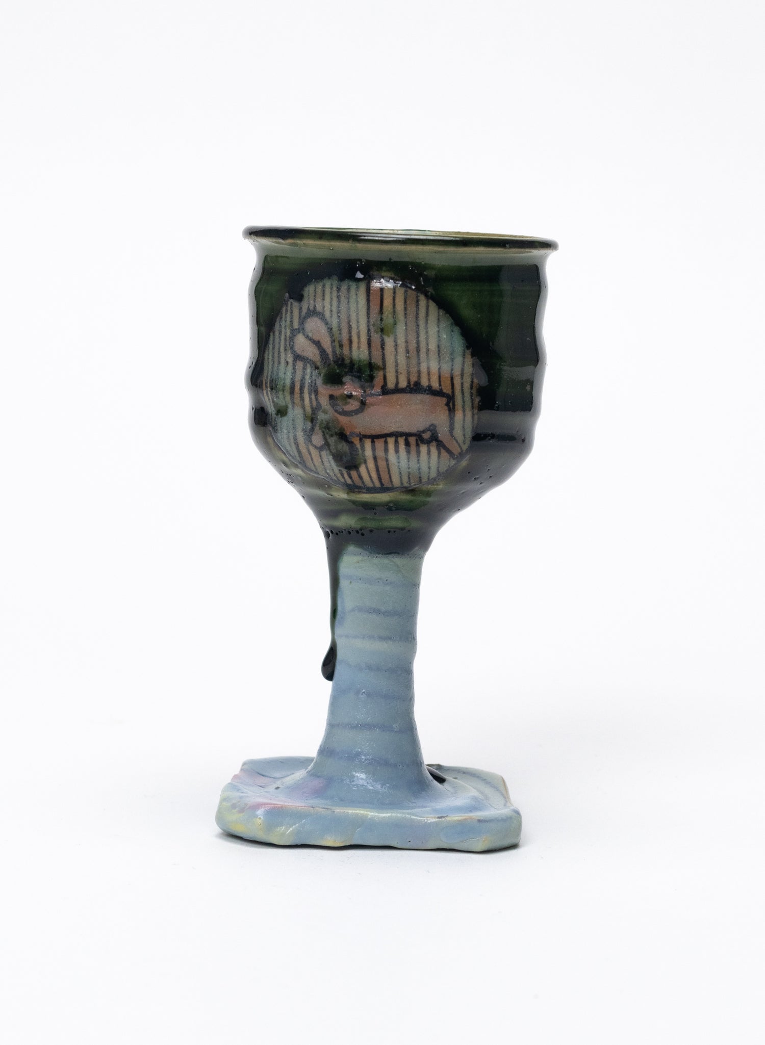 Iro-shino Oribe Wine Glasses