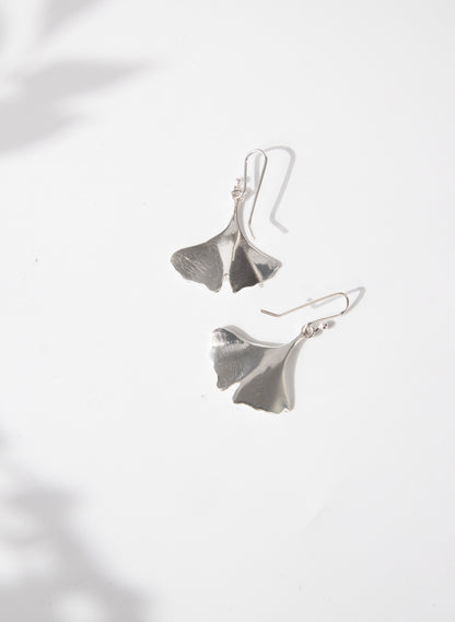 Silver Gingko Leaf Earrings