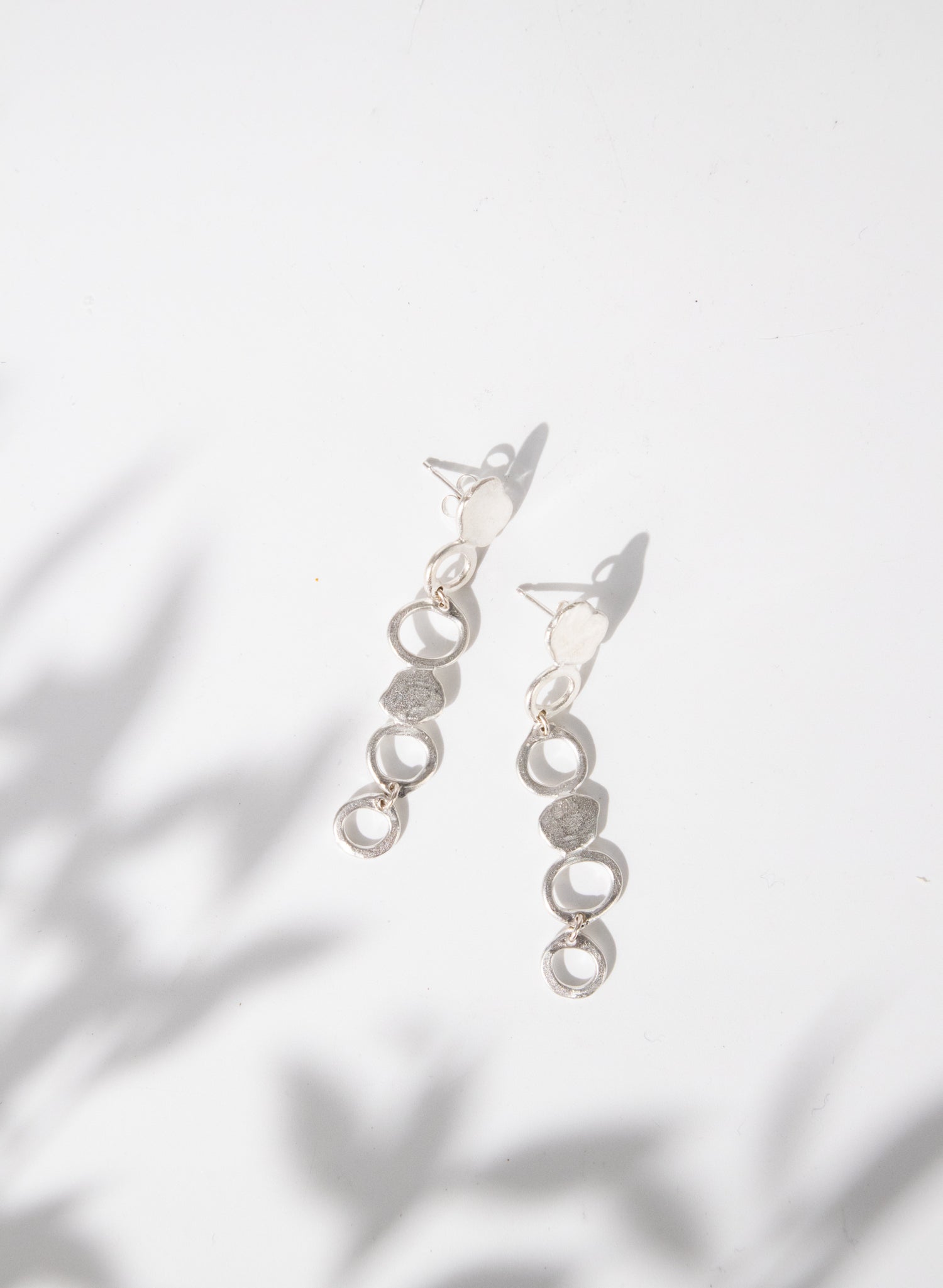 Abstract Circle Silver Earrings