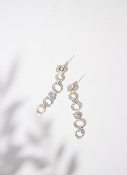 Abstract Circle Silver Earrings