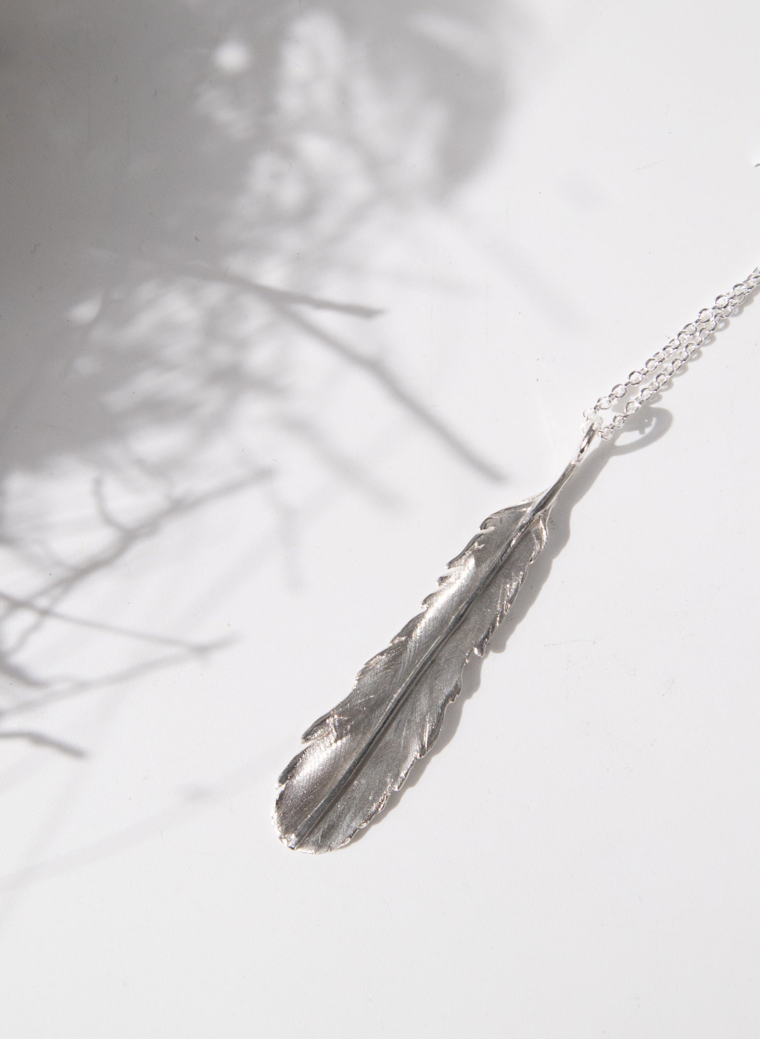 Feather Necklace - Sterling Silver