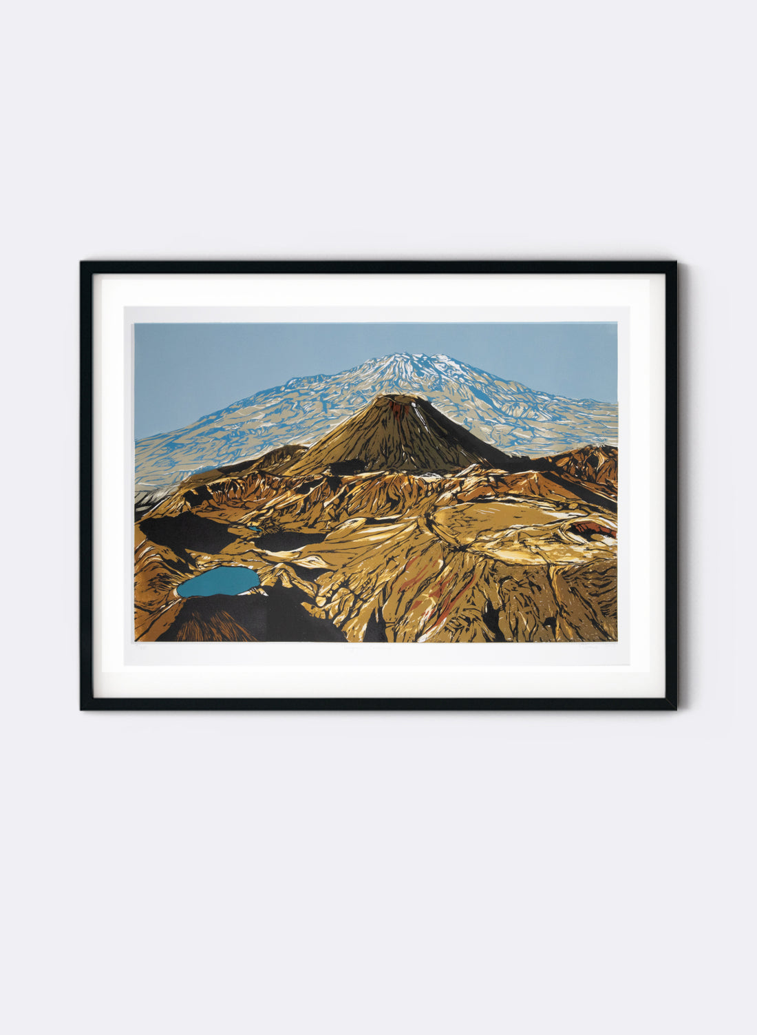 Tongariro Crossing - Woodblock Print