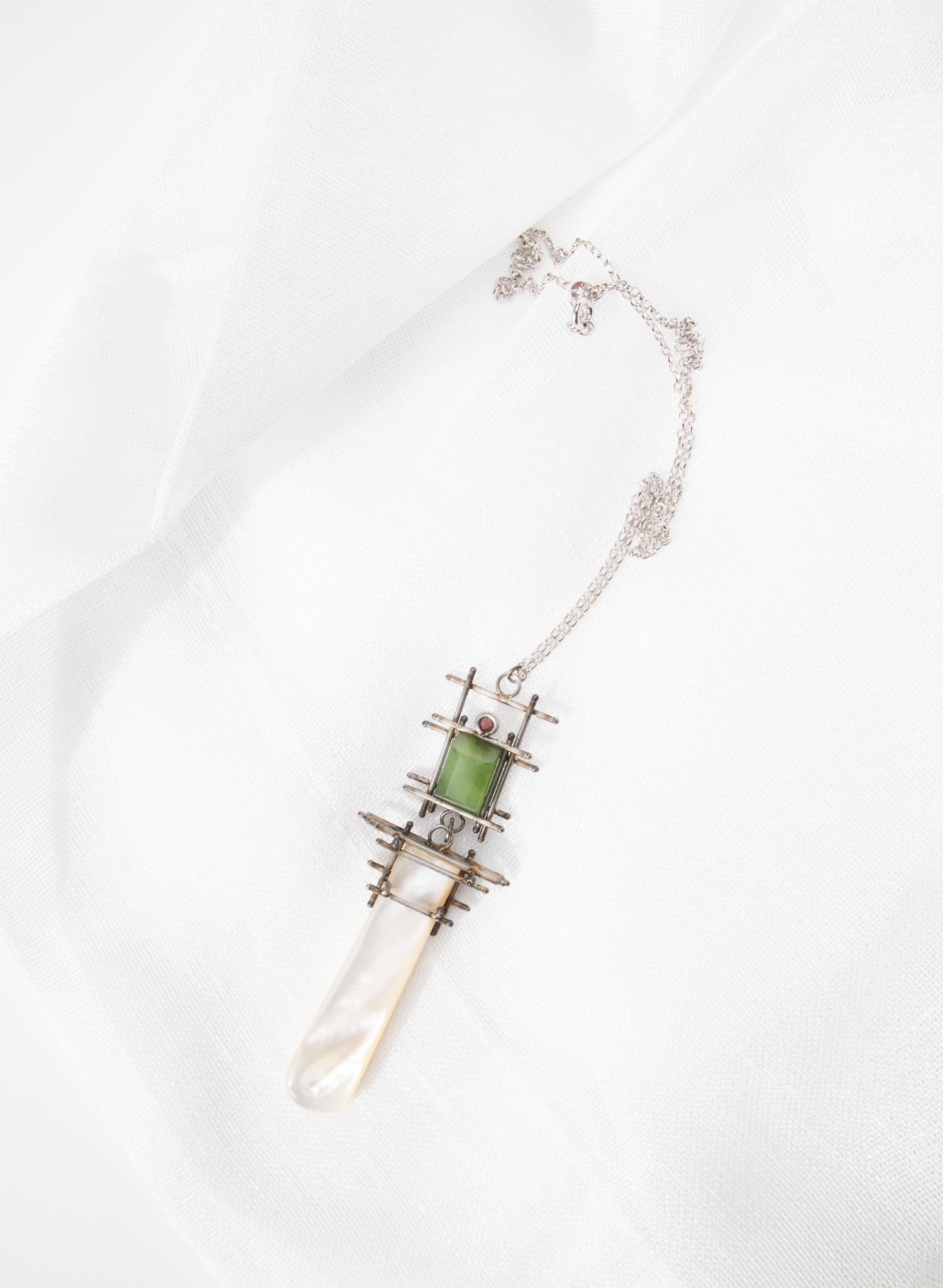 Mother of Pearl, NZ Pounamu, Ruby Necklace