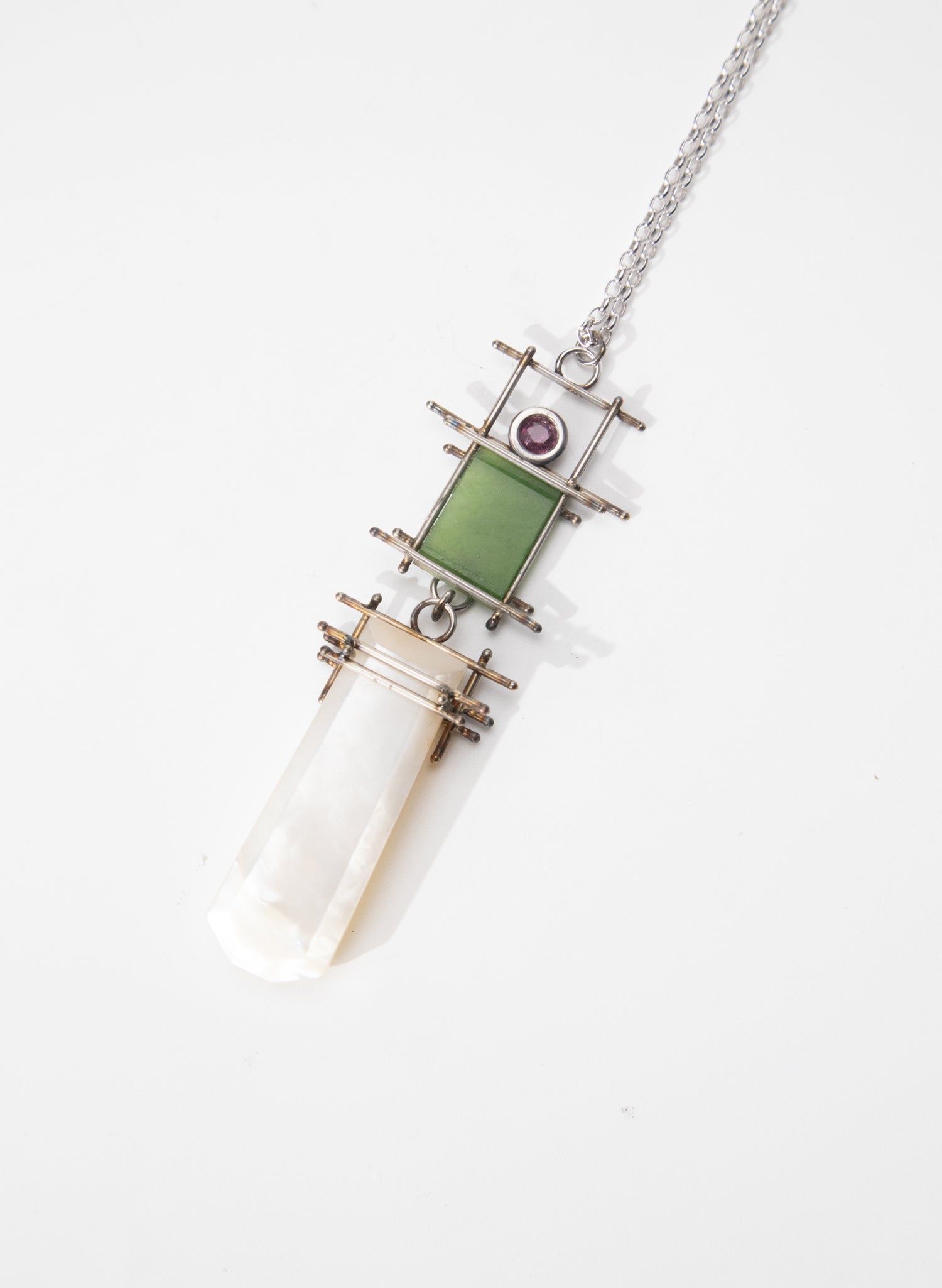 Mother of Pearl, NZ Pounamu, Ruby Necklace