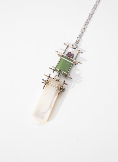 Mother of Pearl, NZ Pounamu, Ruby Necklace