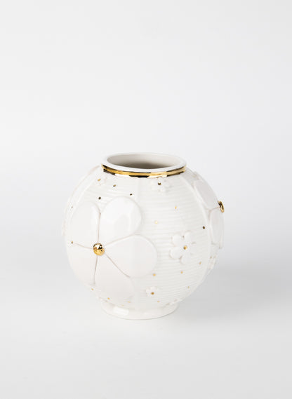 Lantern Vase with Gold Flowers