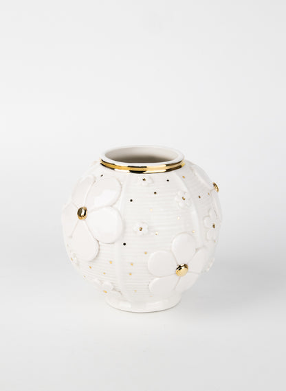 Lantern Vase with Gold Flowers