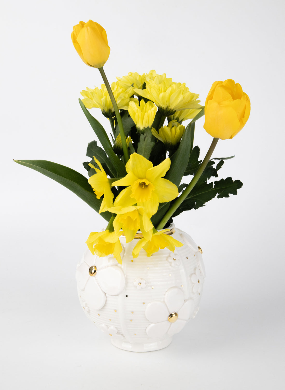 Lantern Vase with Gold Flowers