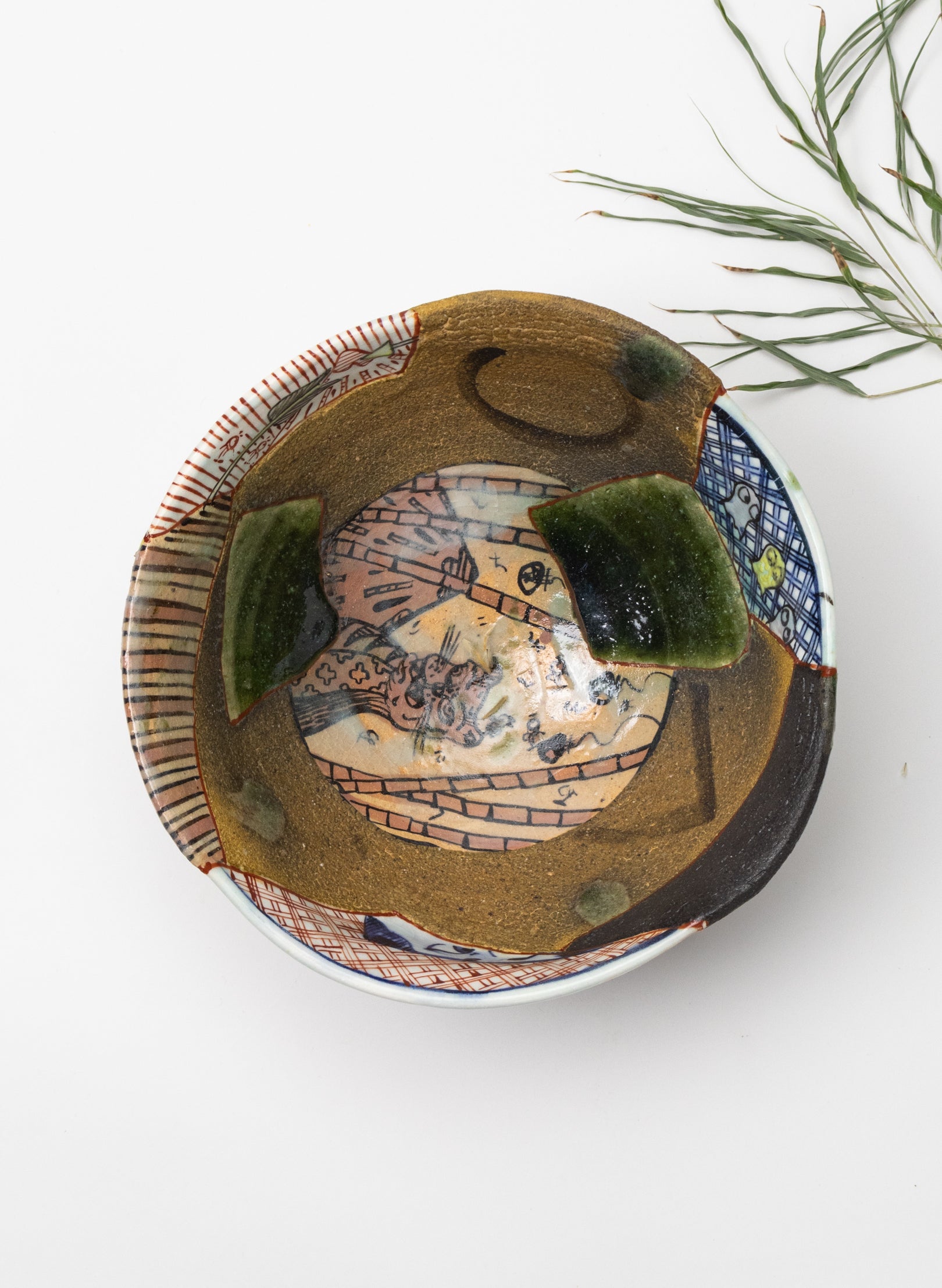 Iro-shino Oribe Bowl