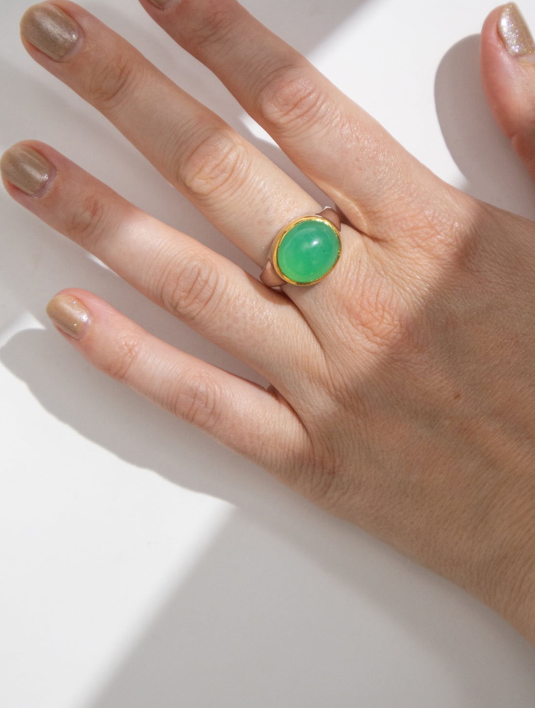 Chrysoprase Oval Ring