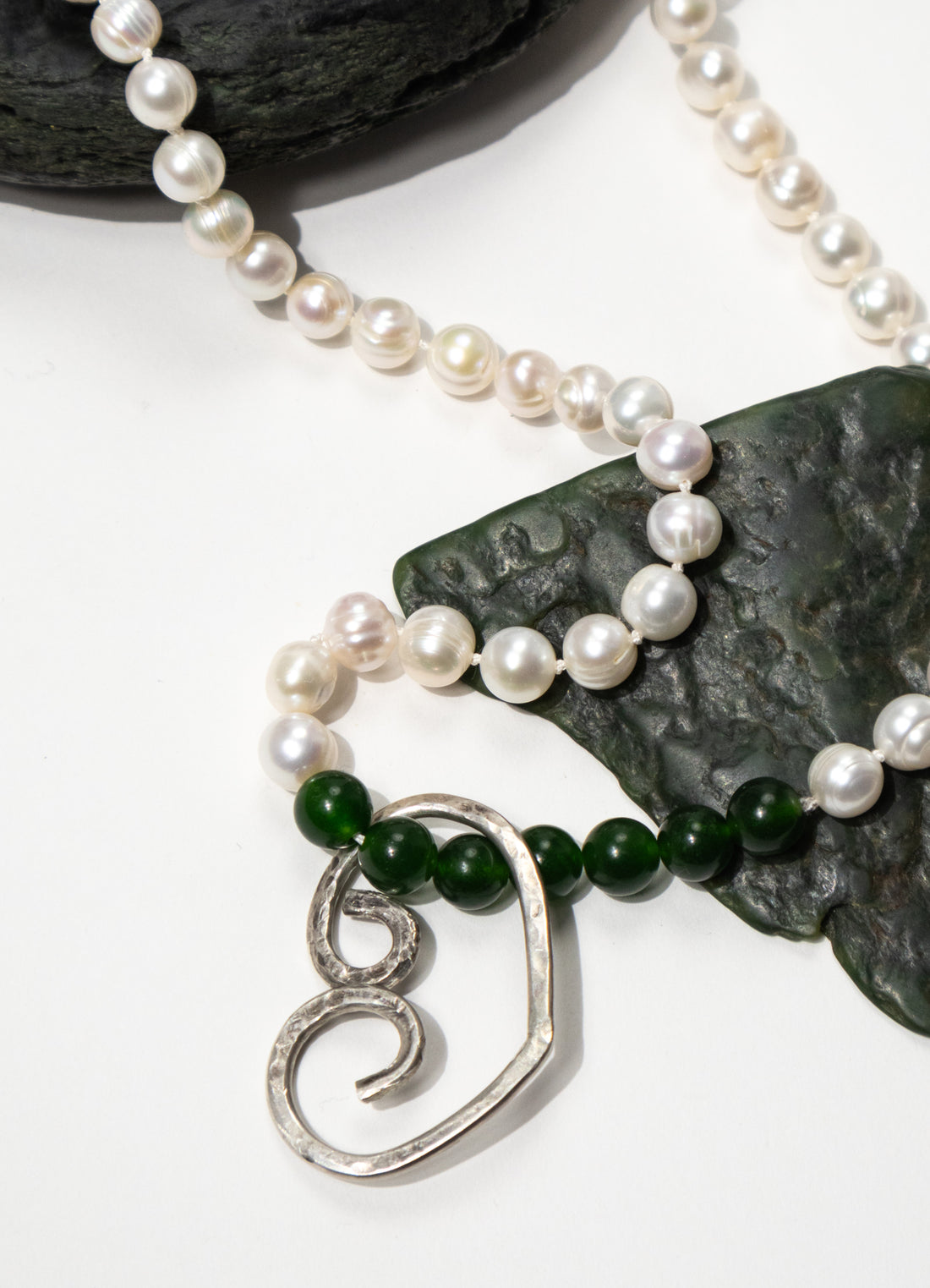 Aroha Necklace - Pounamu And Pearl