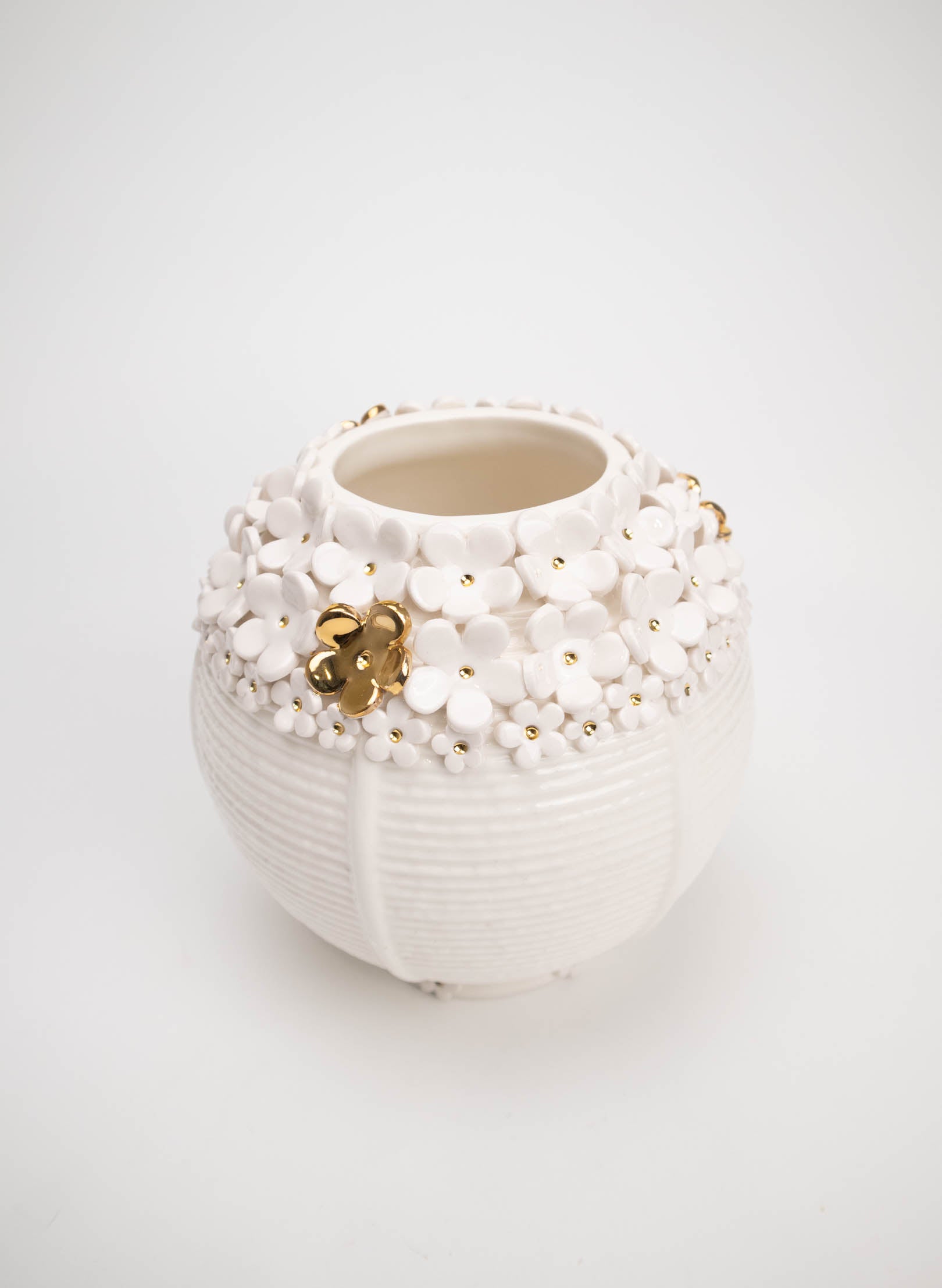 Lantern Vase with Gold Flowers