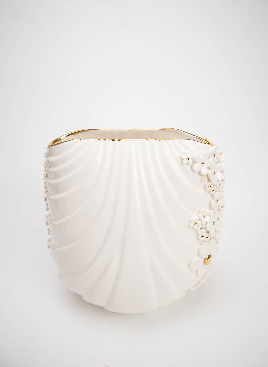 XL Deco Vase - White and Gold Flowers