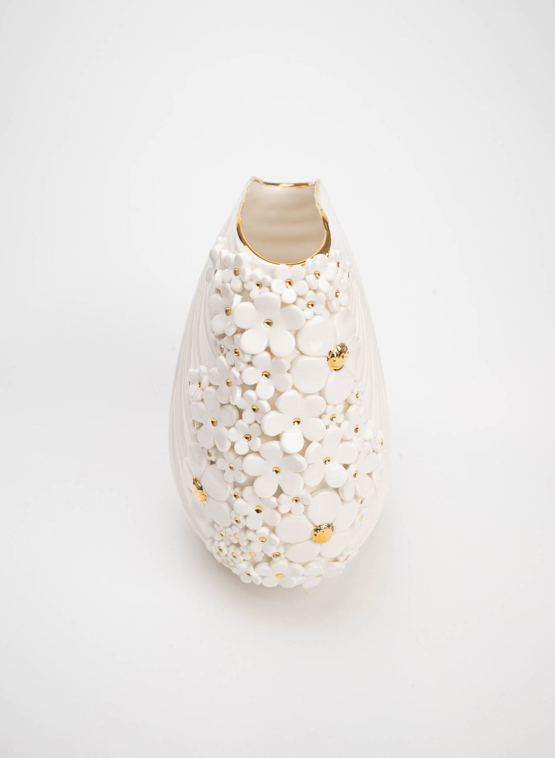 XL Deco Vase - White and Gold Flowers