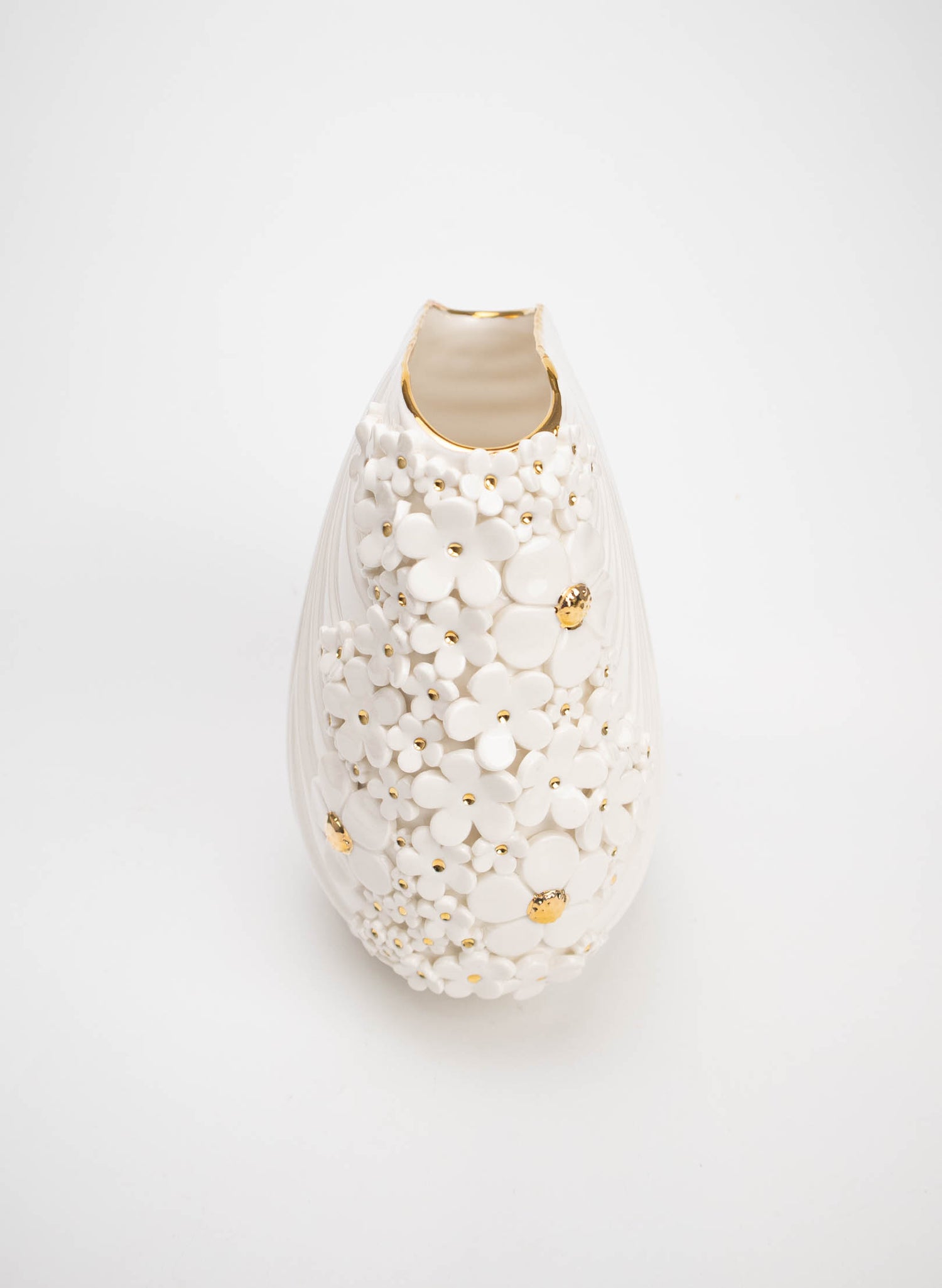 XL Deco Vase - White and Gold Flowers