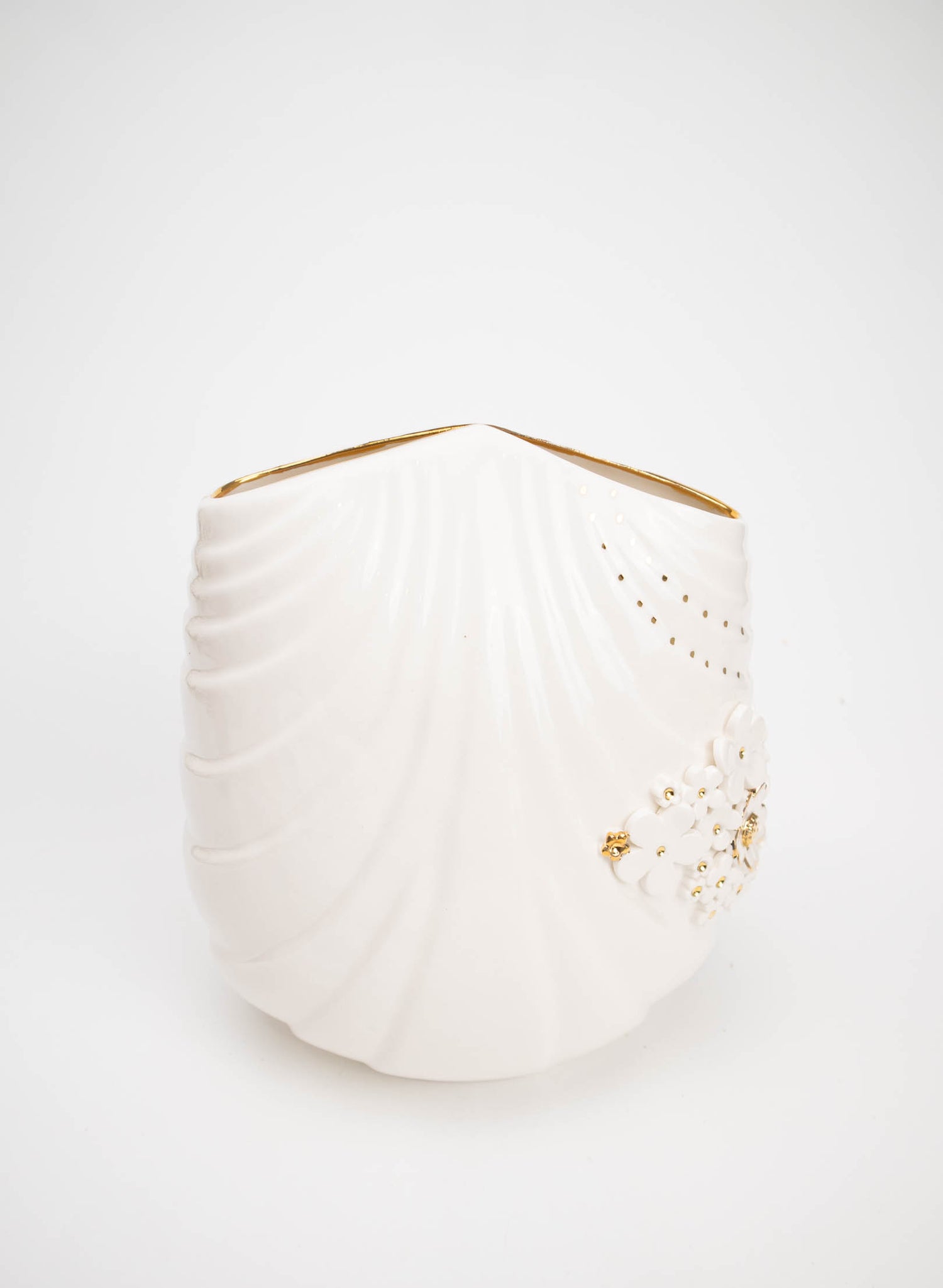 XL Deco Vase - White and Gold Flowers and Bee