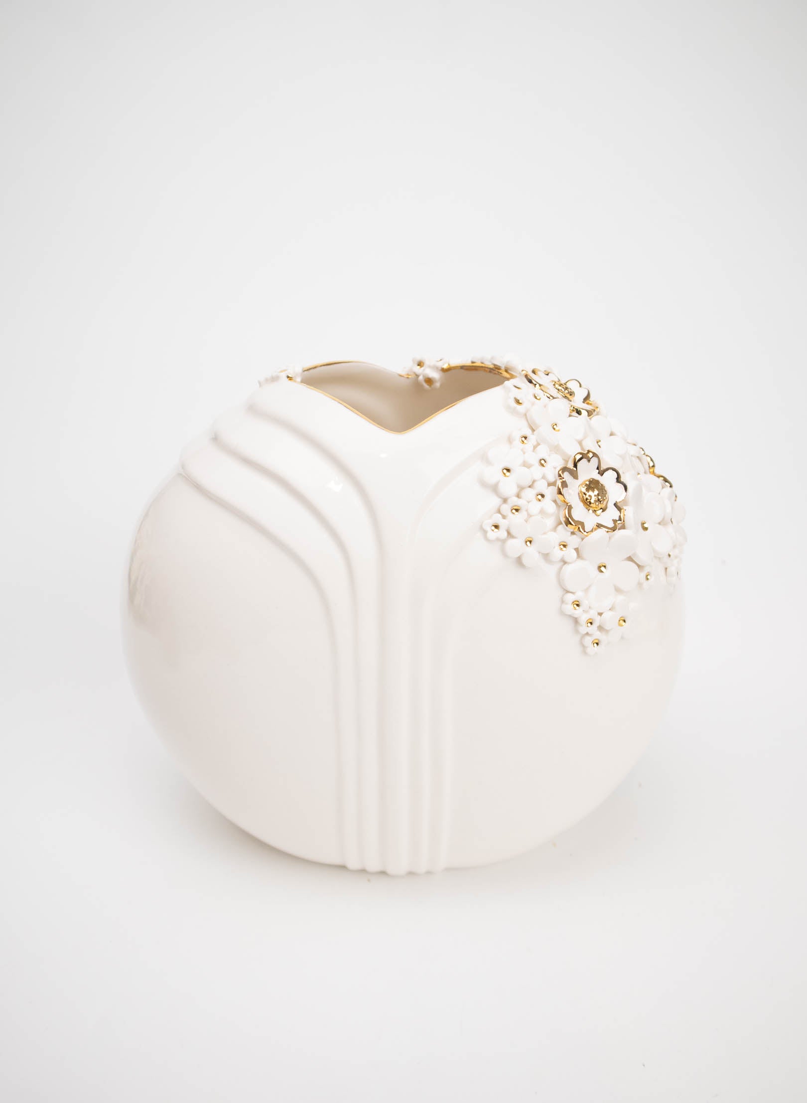 XL Deco Vase - White and Gold Flowers