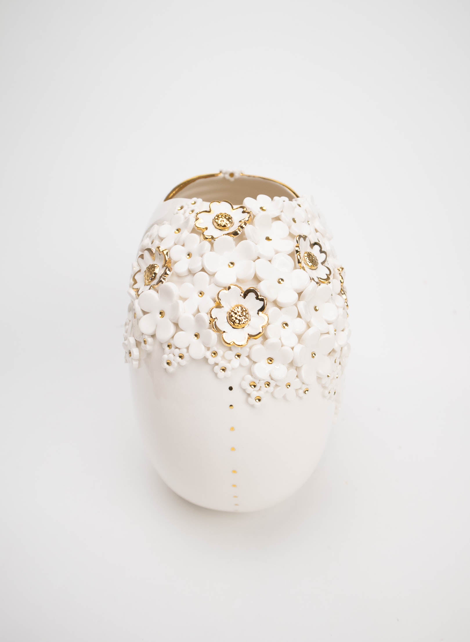 XL Deco Vase - White and Gold Flowers