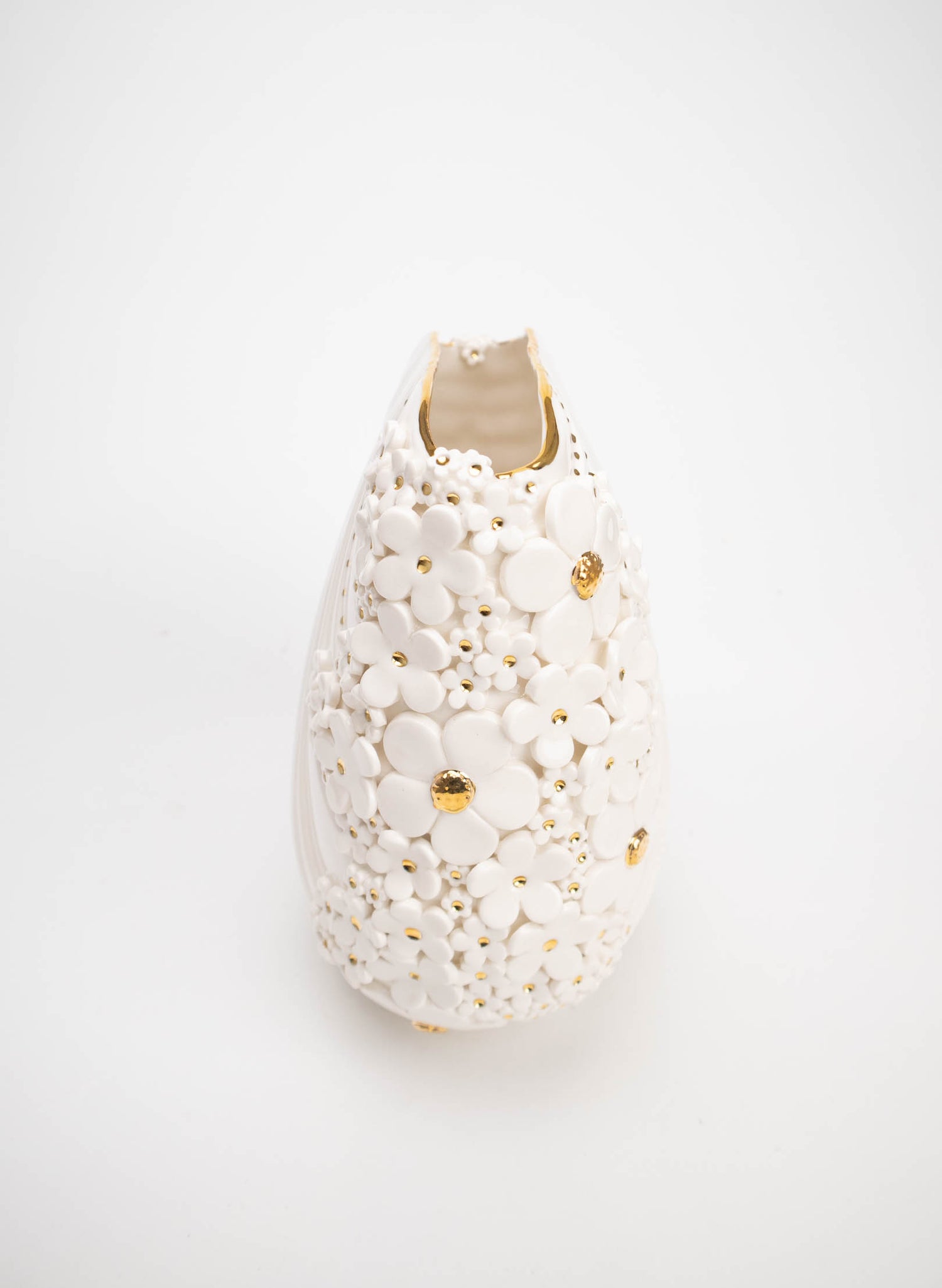 XL Deco Vase - White and Gold Flowers