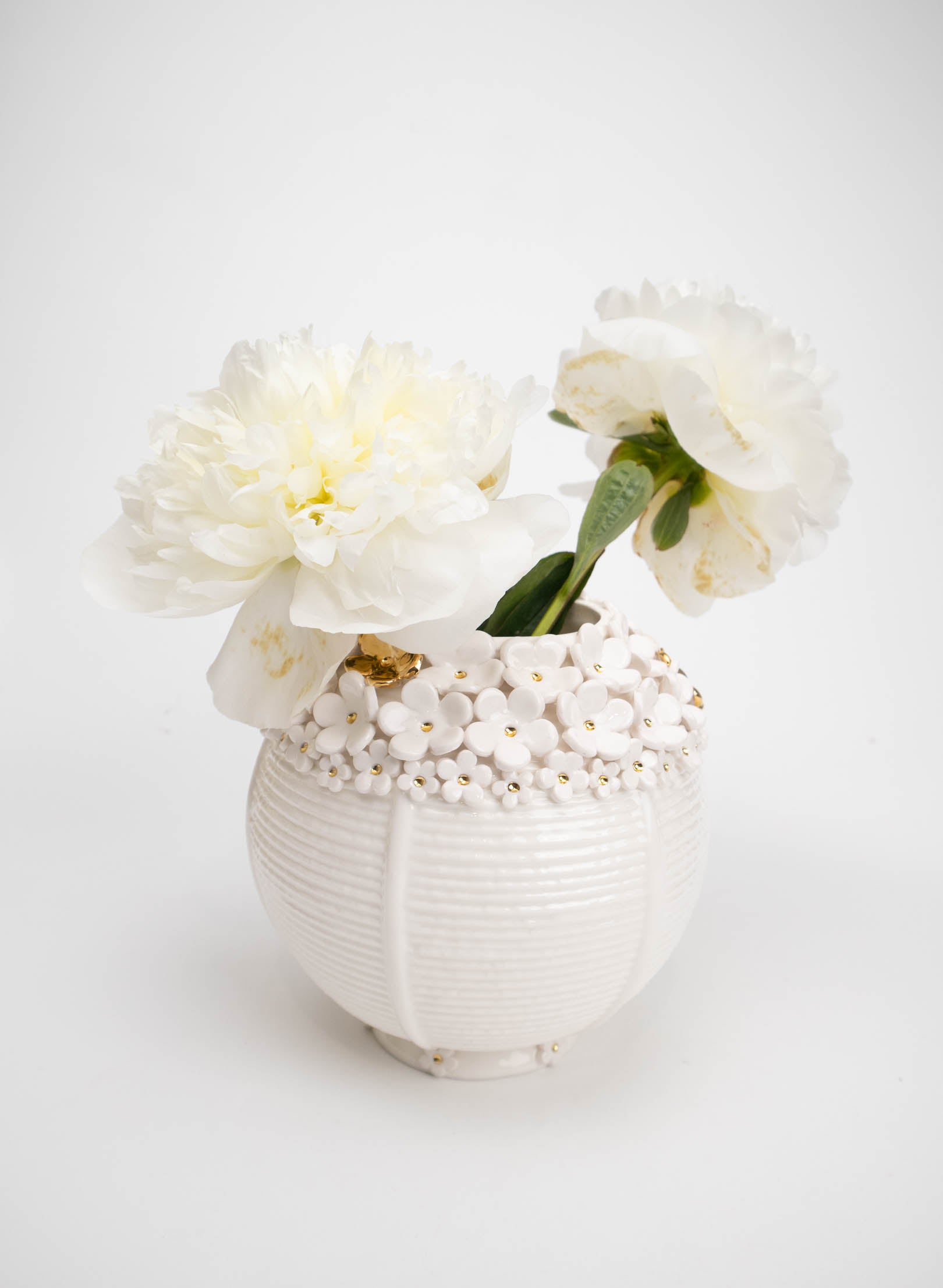 Lantern Vase with Gold Flowers