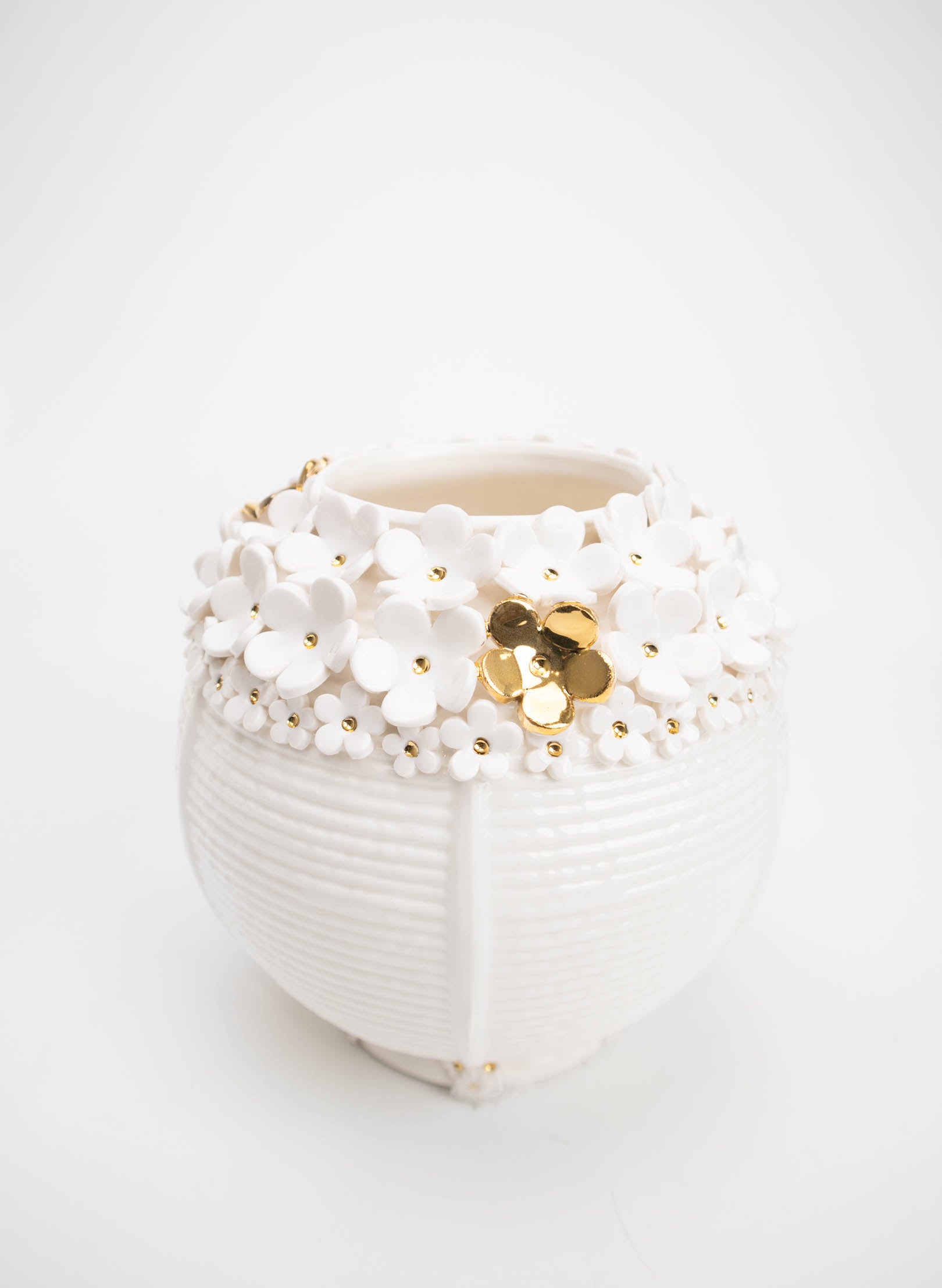 Lantern Vase with Gold Flowers