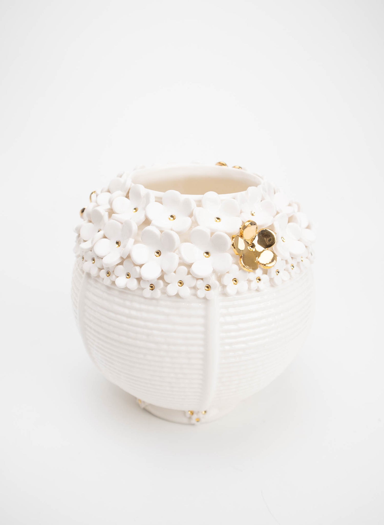 Lantern Vase with Gold Flowers