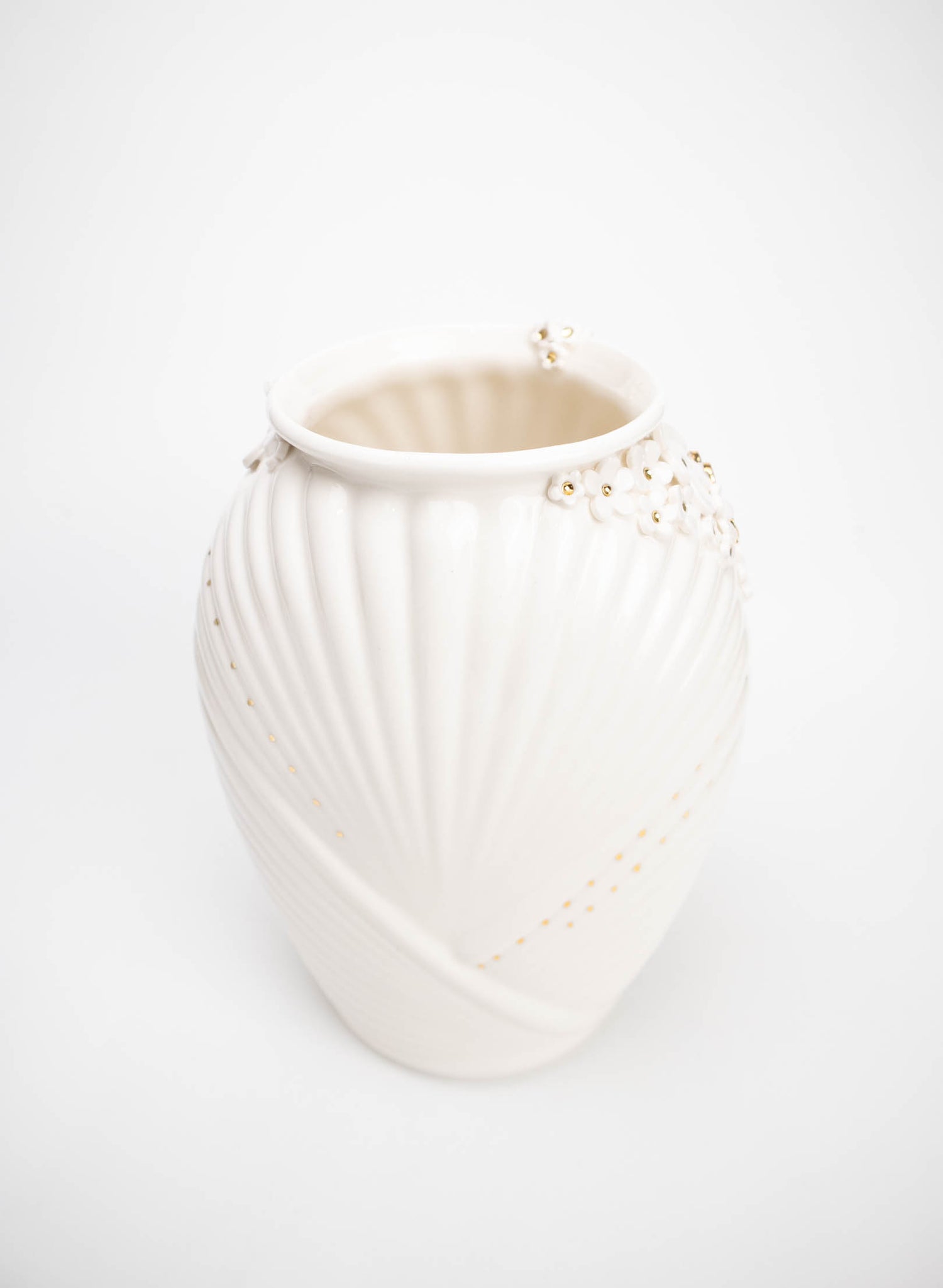 XL Deco Vase - White and Gold Flowers