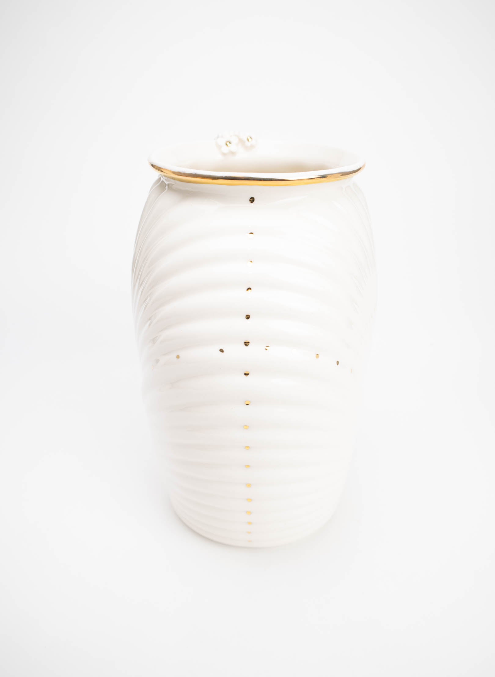 XL Deco Vase - White and Gold Flowers