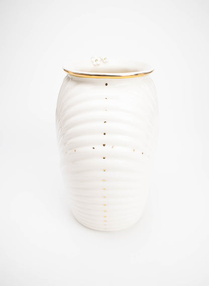 XL Deco Vase - White and Gold Flowers