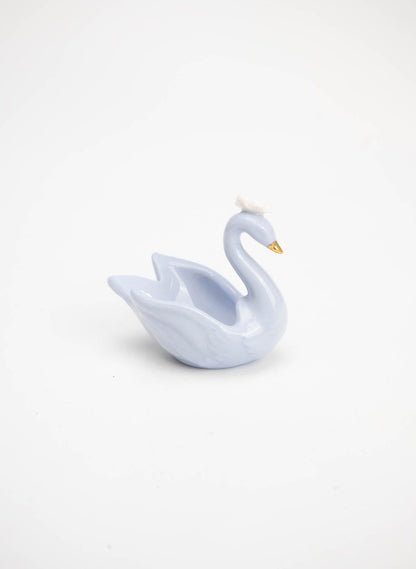 XSmall Blue Swan with Gold and White Flowers