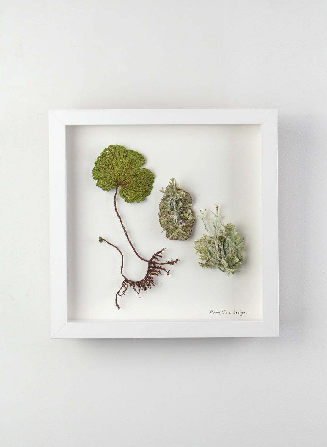 NZ Kidney Fern &amp; Lichens - 3D Embroidery