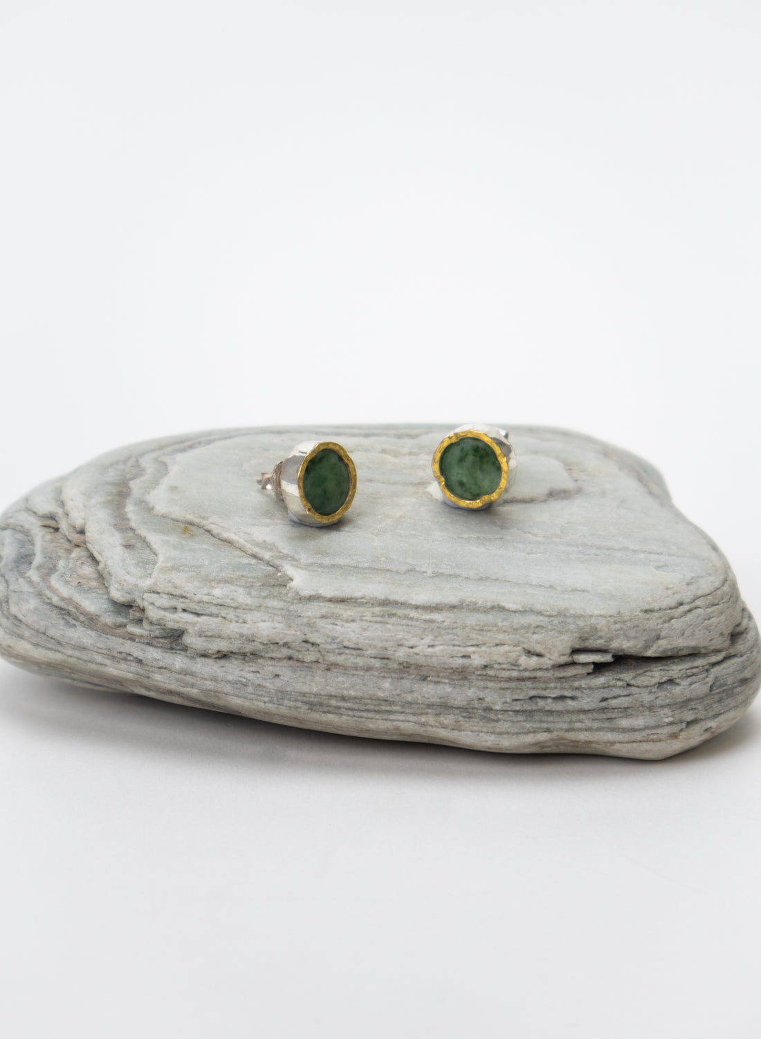 Round NZ Pounamu Stud Earrings