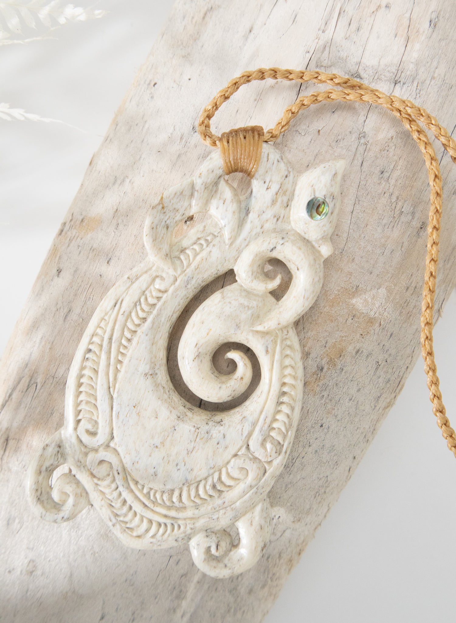 Carved Whalebone Manaia Necklace