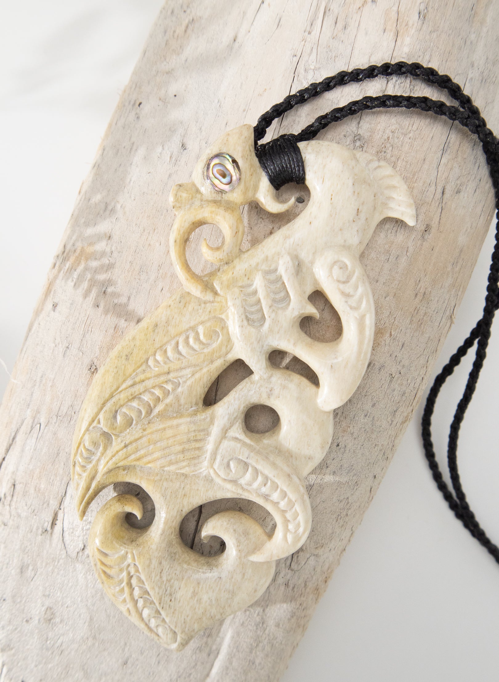 Carved Whalebone Manaia Necklace