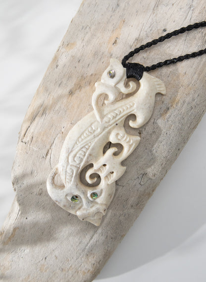 Carved Whalebone Manaia Necklace