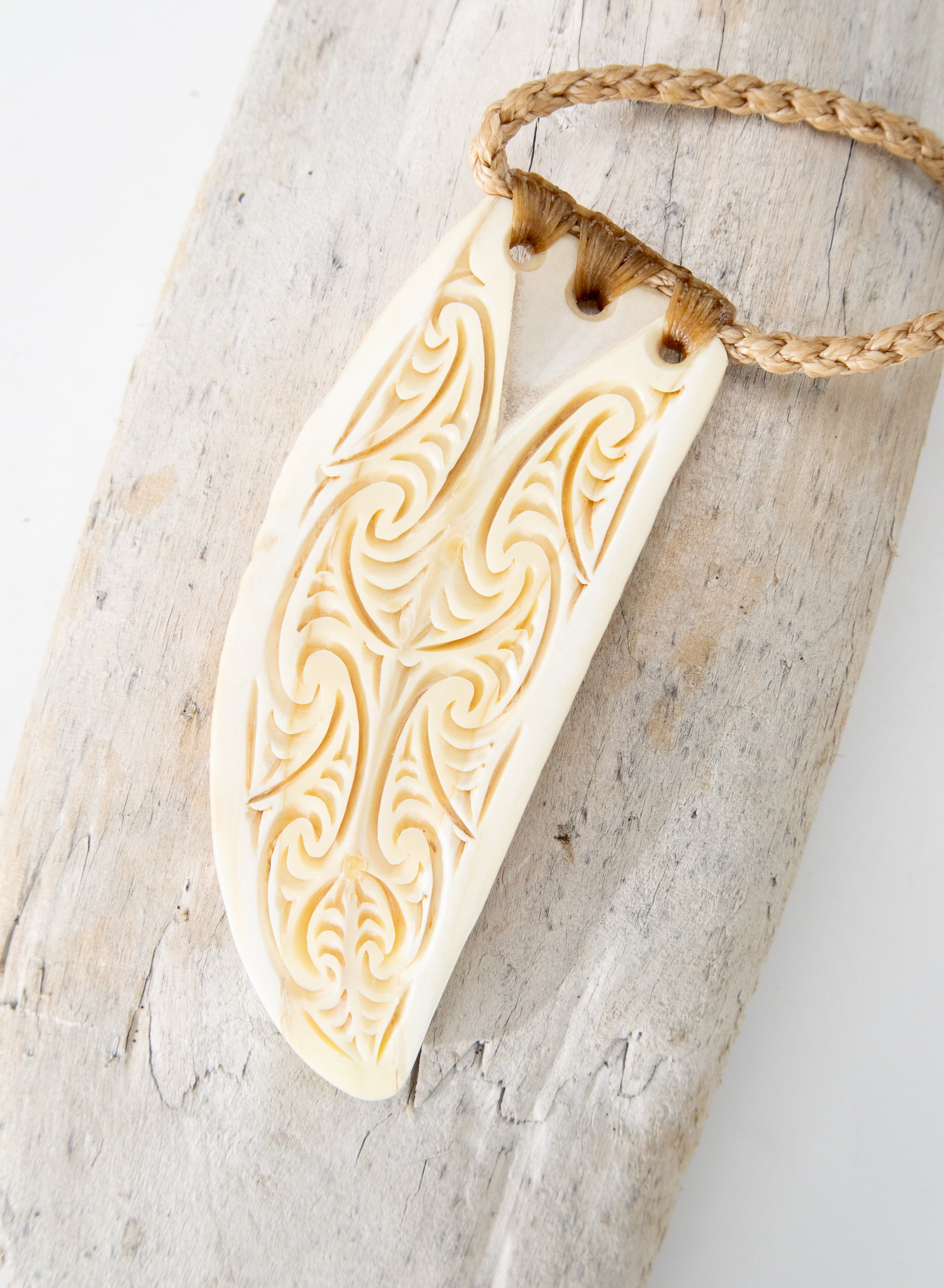 Carved Whalebone Niho Necklace