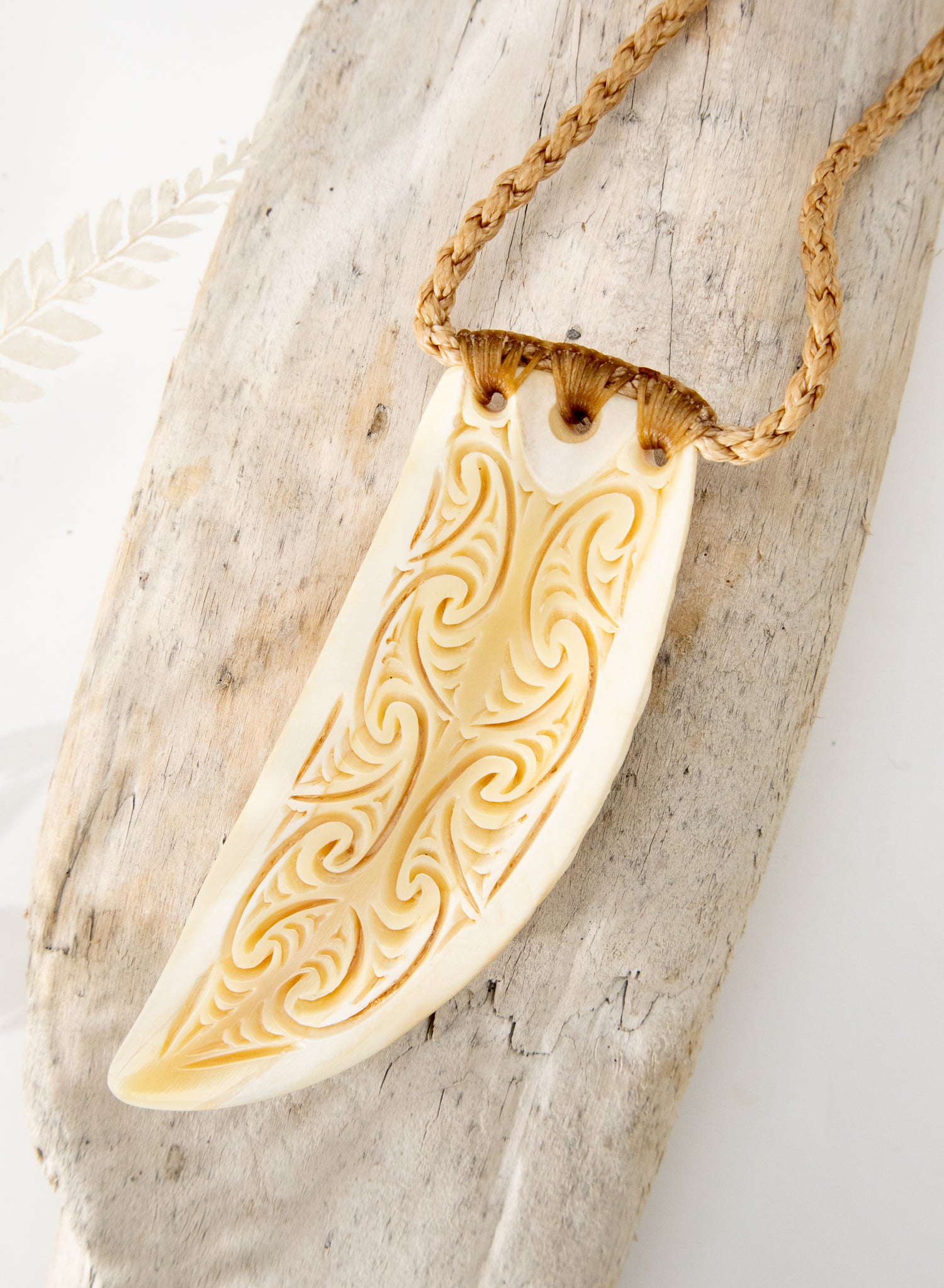 Carved Whalebone Niho Necklace