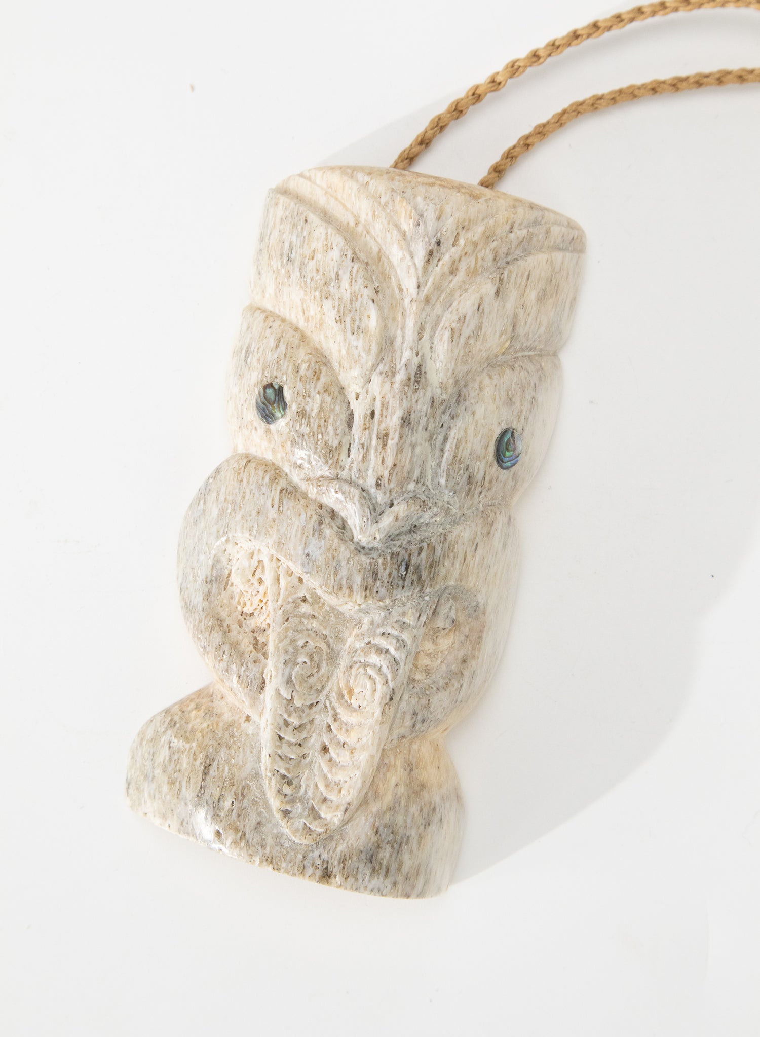 Carved Whalebone Hei Tiki Necklace